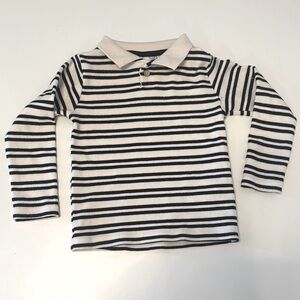 Striped Kids Polo Shirt - Black and White